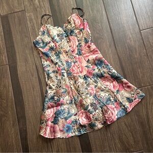 VTG Victorias’ Secret Floral Print Satin Mini Slip Dress Sz SP PETITE